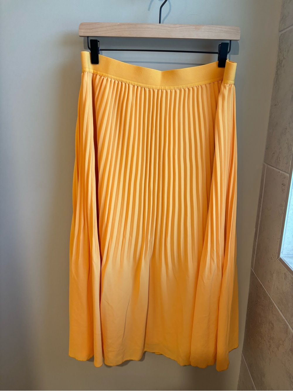 J. Crew Yellow Pleated Midi Skirt
